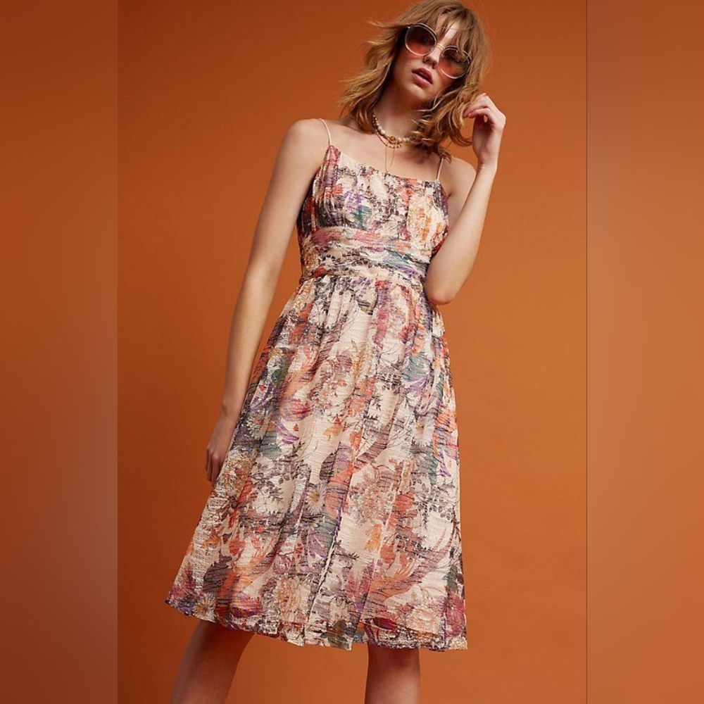 Anthropologie Maeve Floral Print Lace Mackenzie Dress NWT Size 10